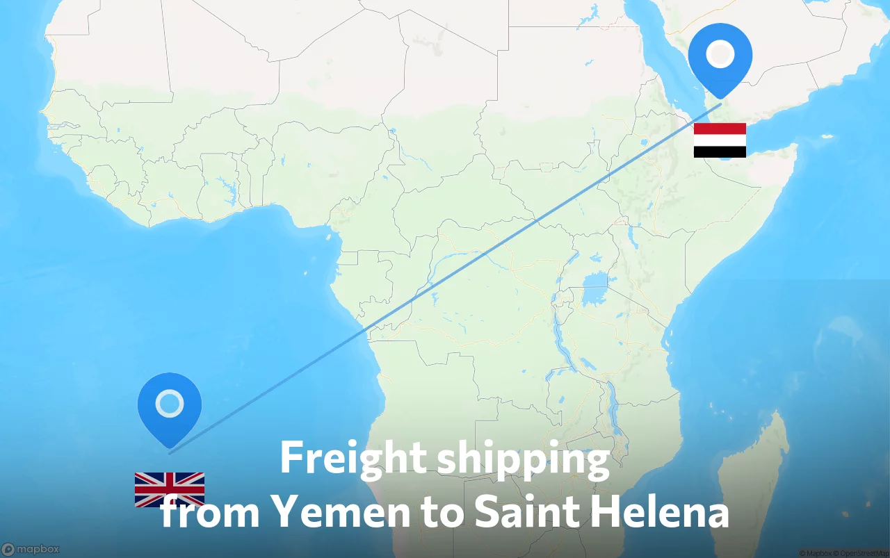 Shipping route from Yemen to Saint Helena