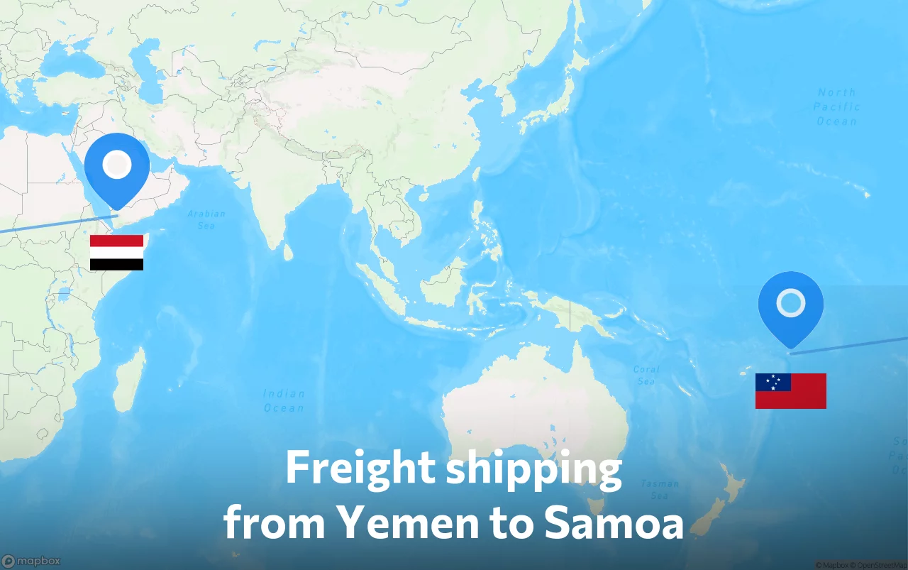 Shipping route from Yemen to Samoa