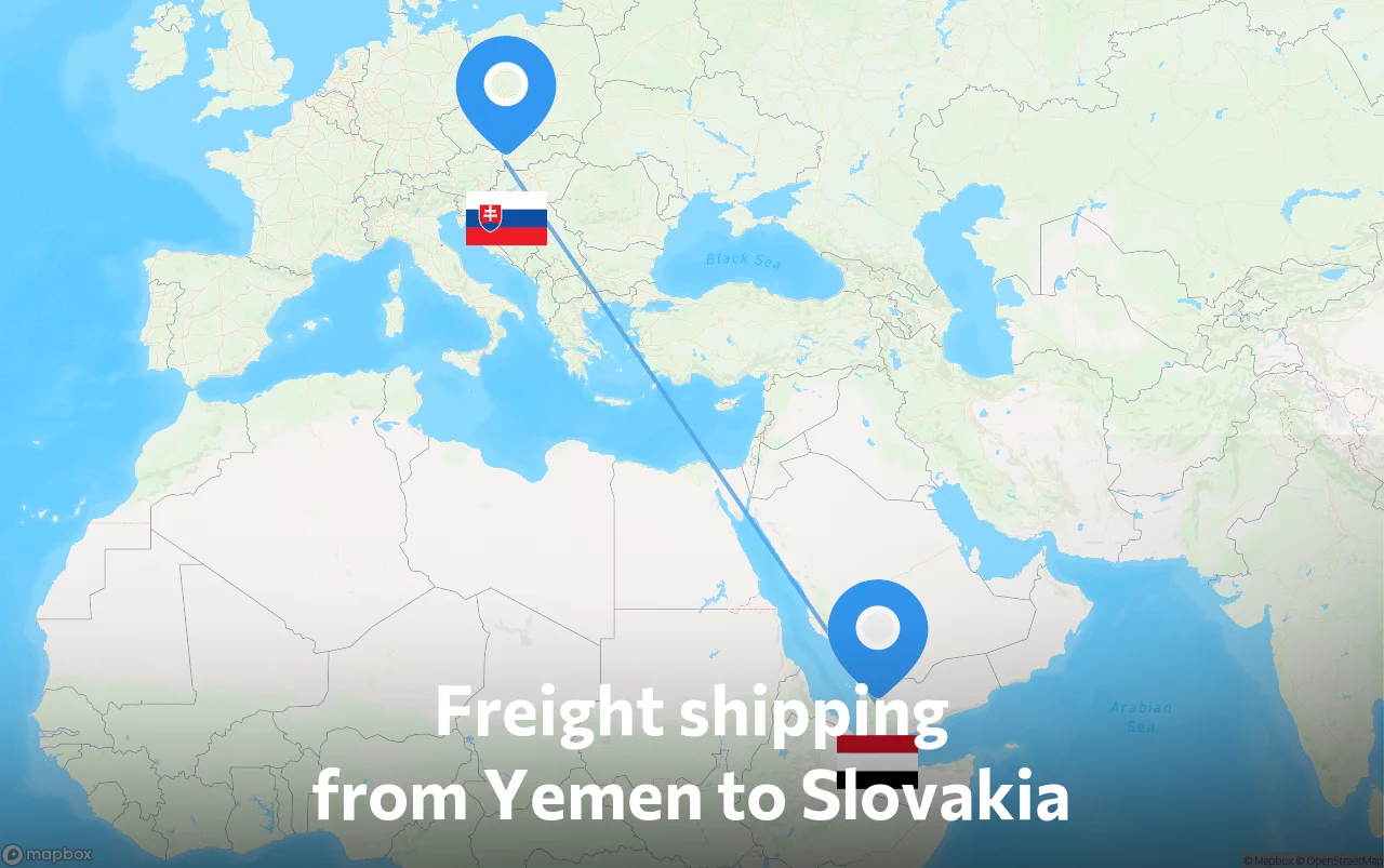 Shipping route from Yemen to Slovakia