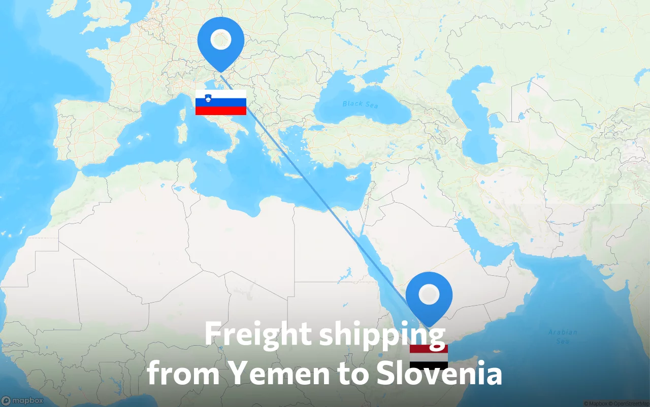 Shipping route from Yemen to Slovenia