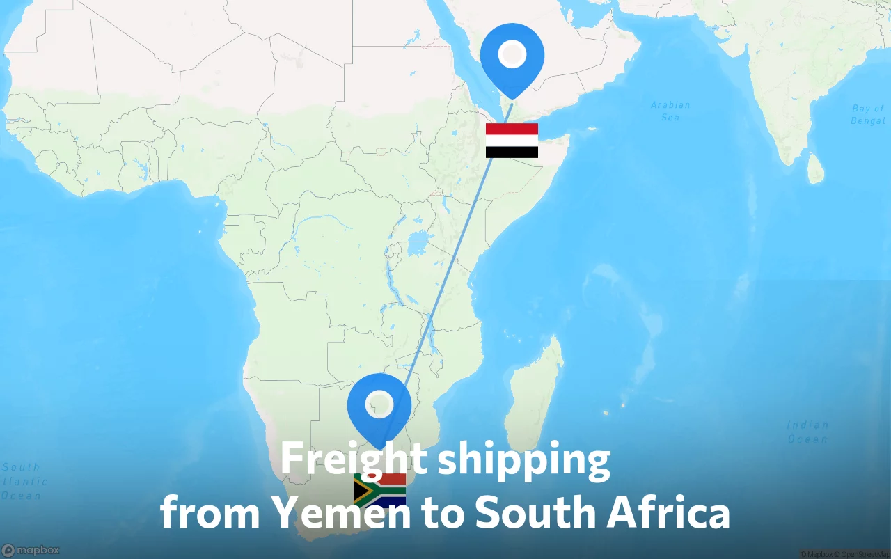 Shipping route from Yemen to South Africa