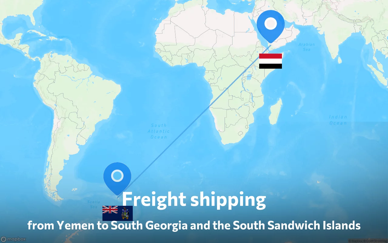 Shipping route from Yemen to South Georgia and the South Sandwich Islands