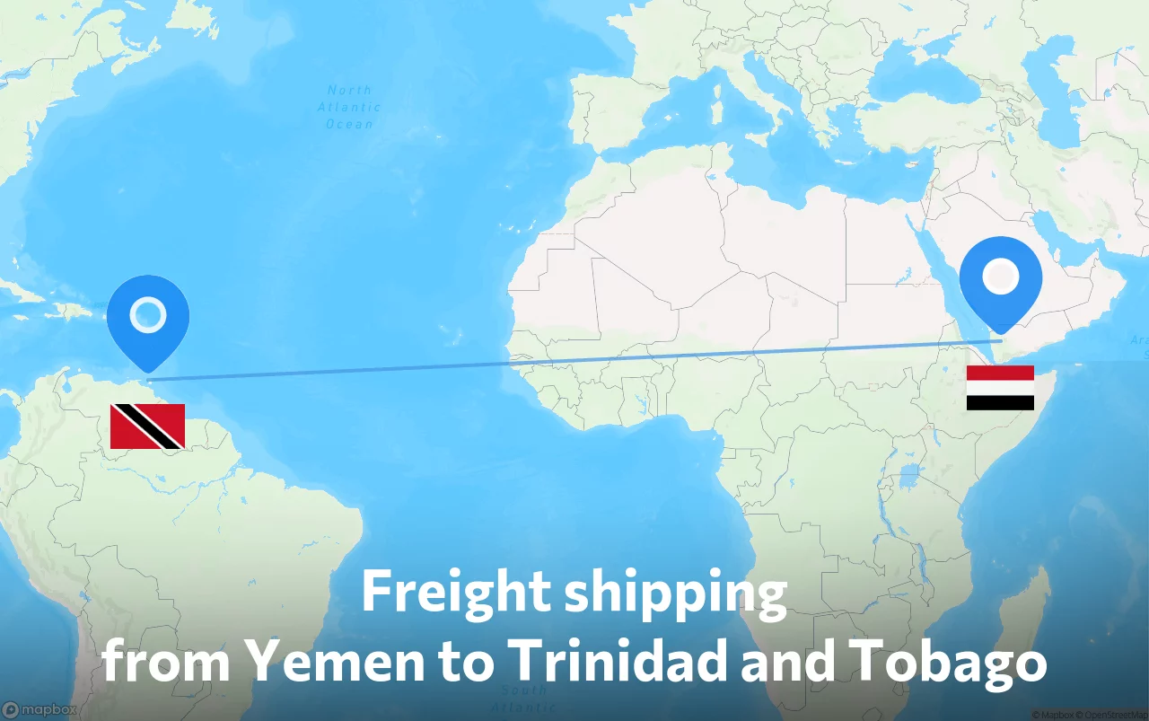 Shipping route from Yemen to Trinidad and Tobago