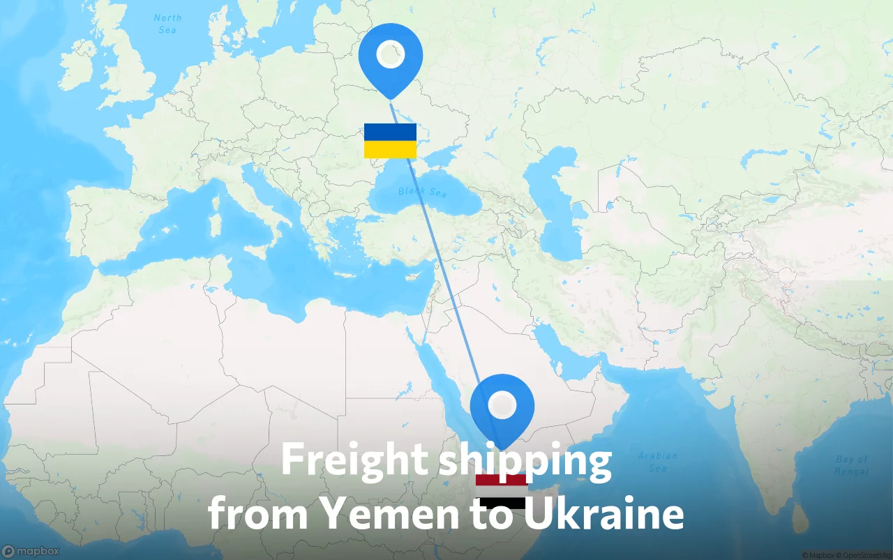 Shipping route from Yemen to Ukraine
