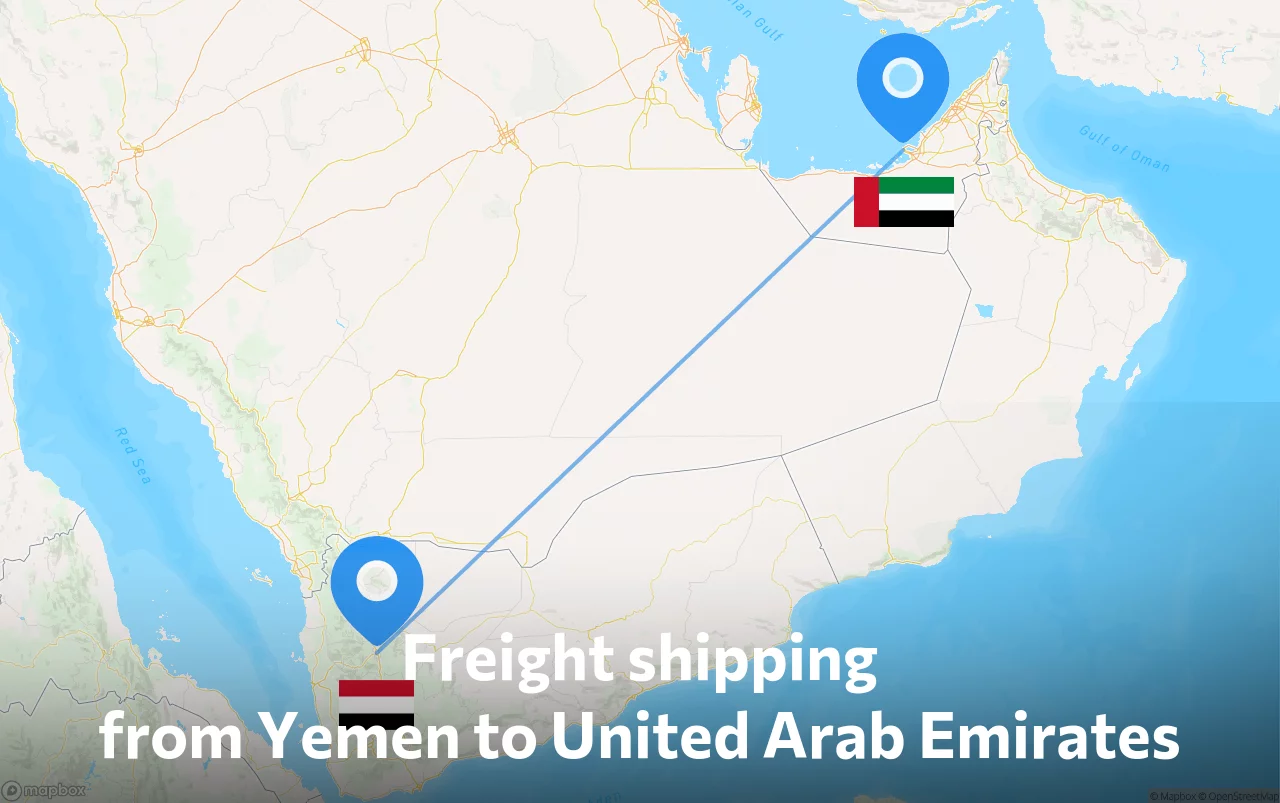 Shipping route from Yemen to United Arab Emirates