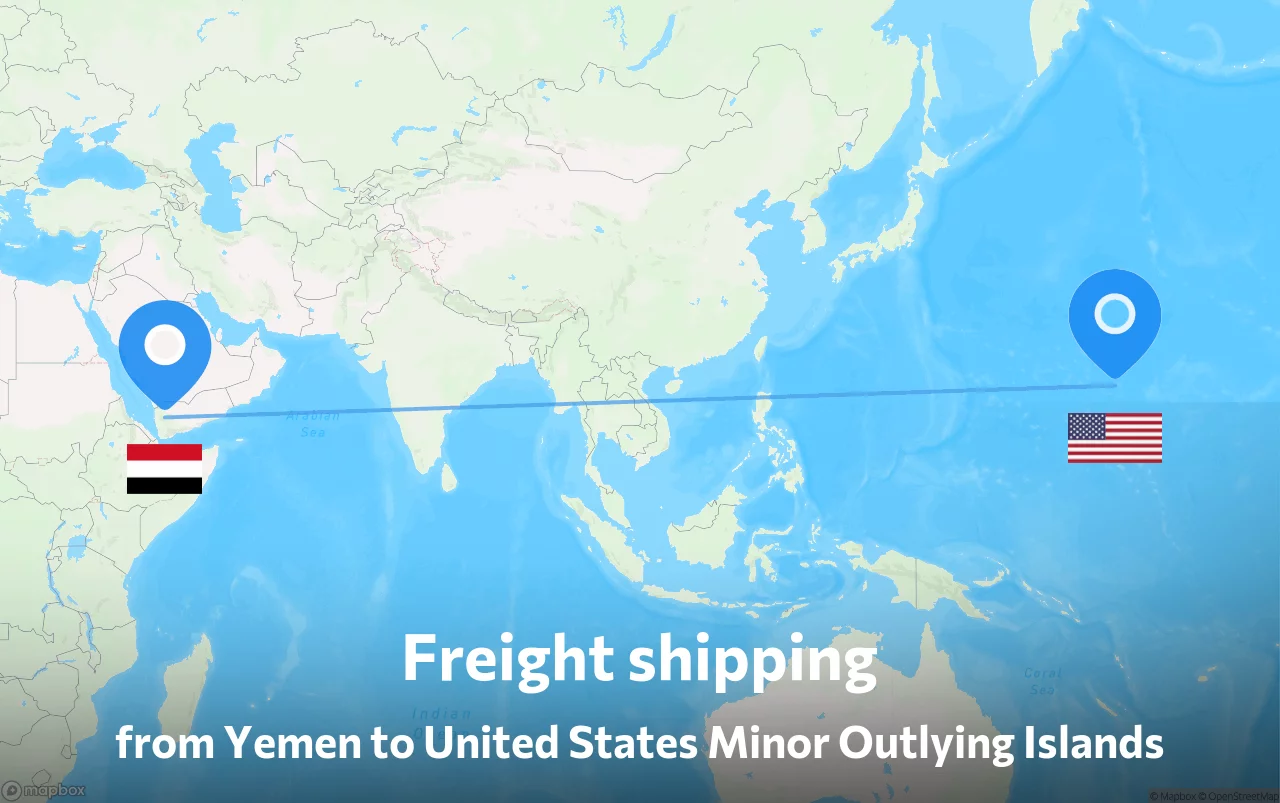Shipping route from Yemen to United States Minor Outlying Islands