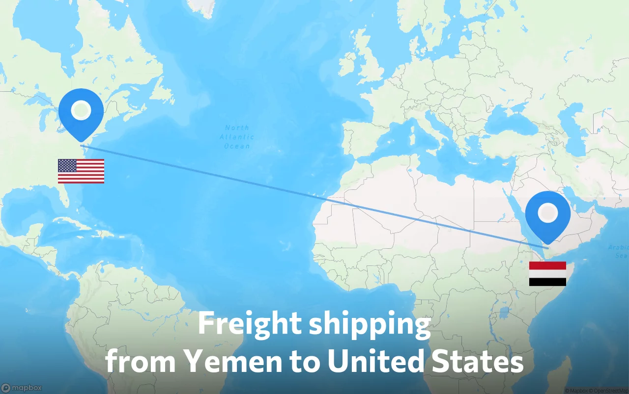 Shipping route from Yemen to United States