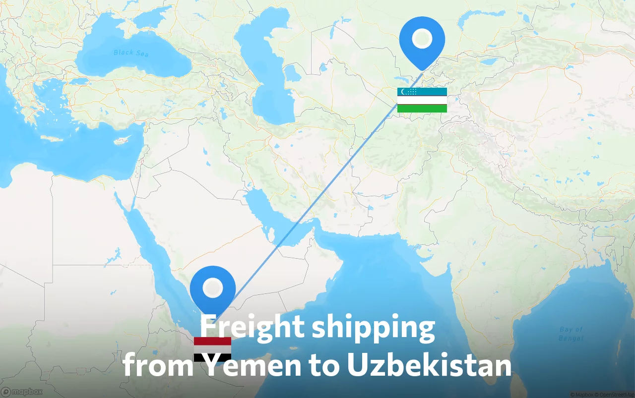 Shipping route from Yemen to Uzbekistan