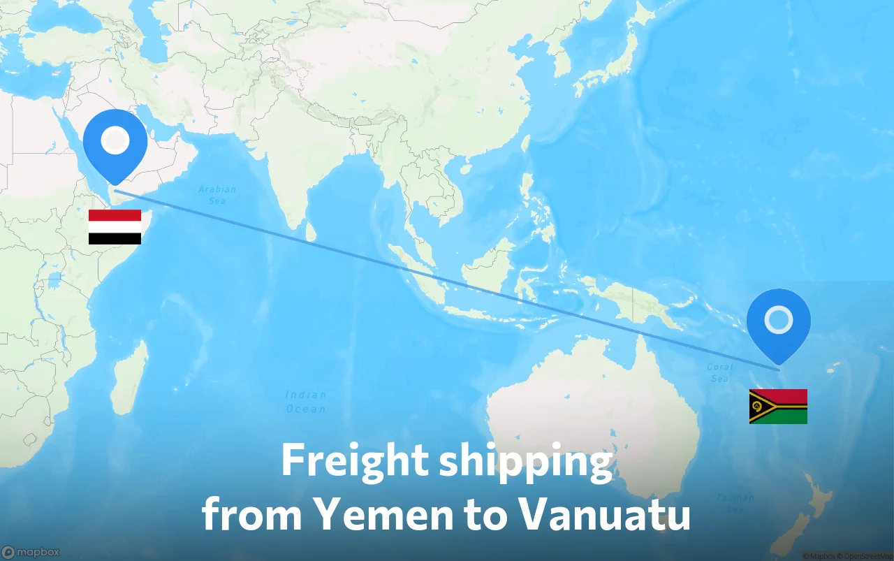 Shipping route from Yemen to Vanuatu