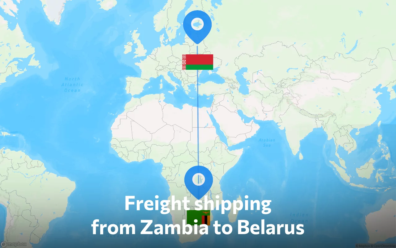 Shipping route from Zambia to Belarus