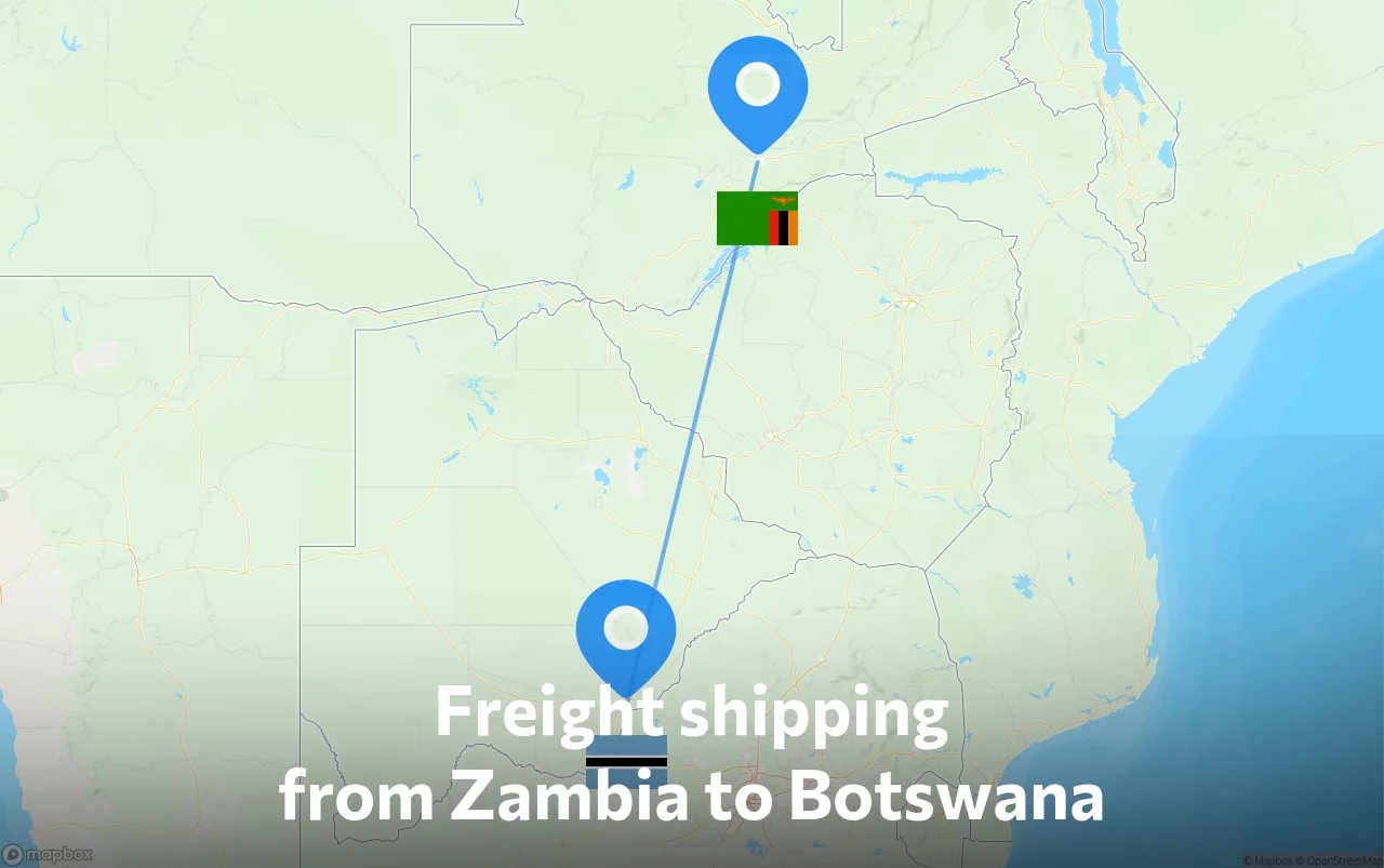 Shipping route from Zambia to Botswana