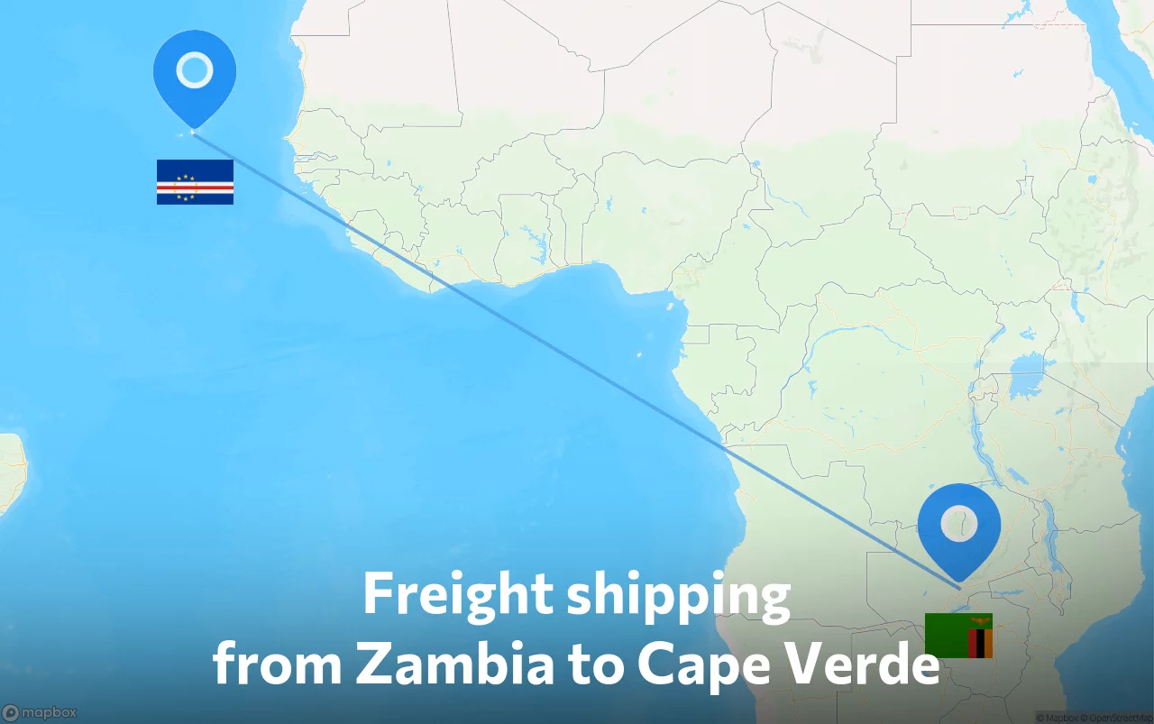 Shipping route from Zambia to Cape Verde