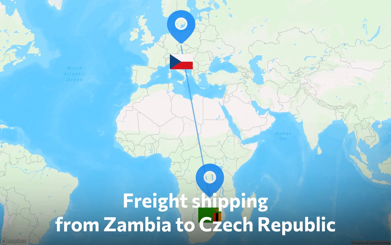 Shipping route from Zambia to Czech Republic