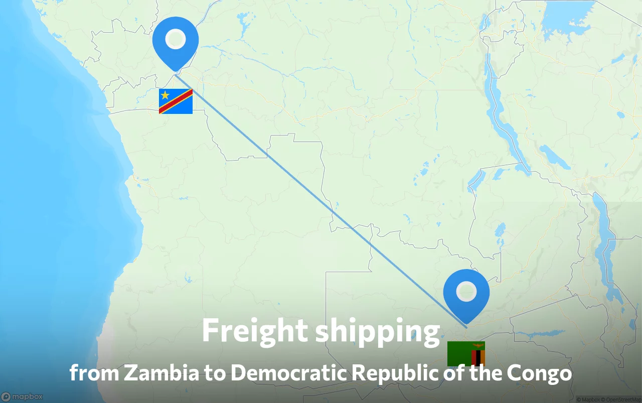 Shipping route from Zambia to Democratic Republic of the Congo