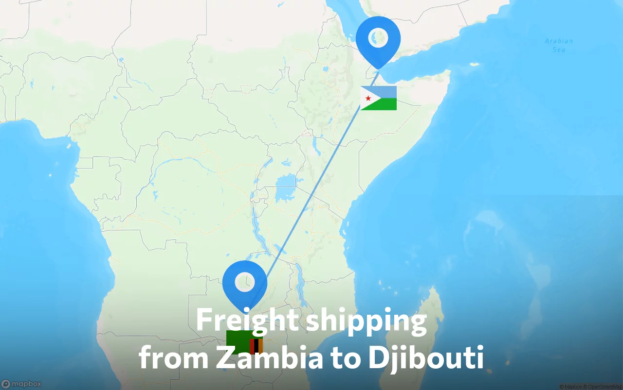 Shipping route from Zambia to Djibouti