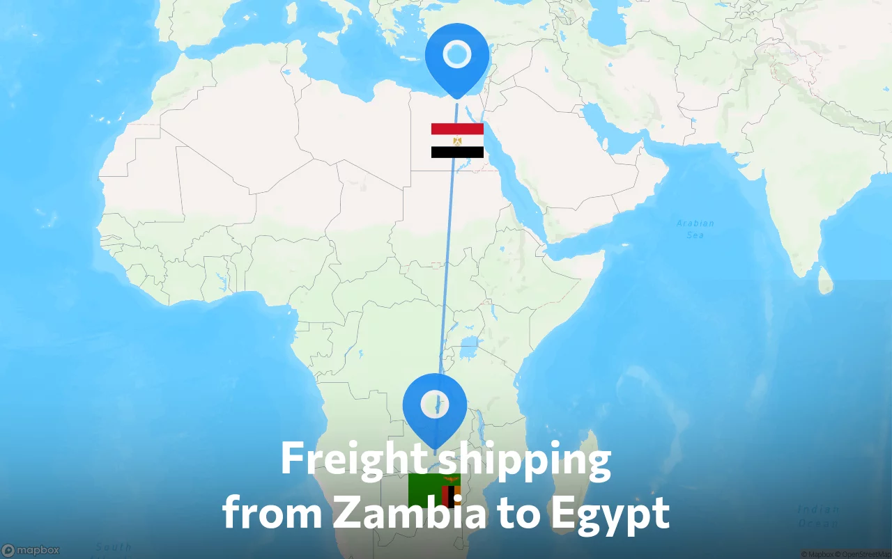 Shipping route from Zambia to Egypt