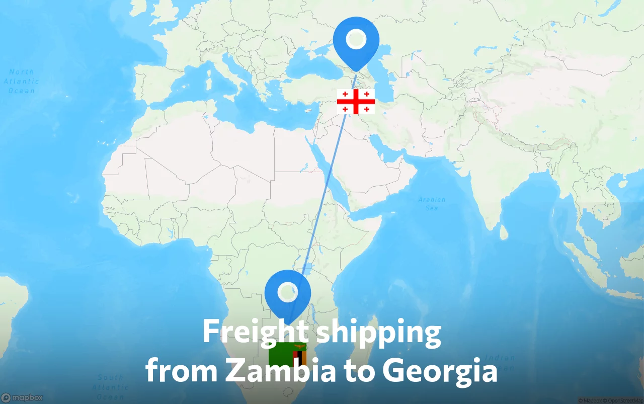 Shipping route from Zambia to Georgia