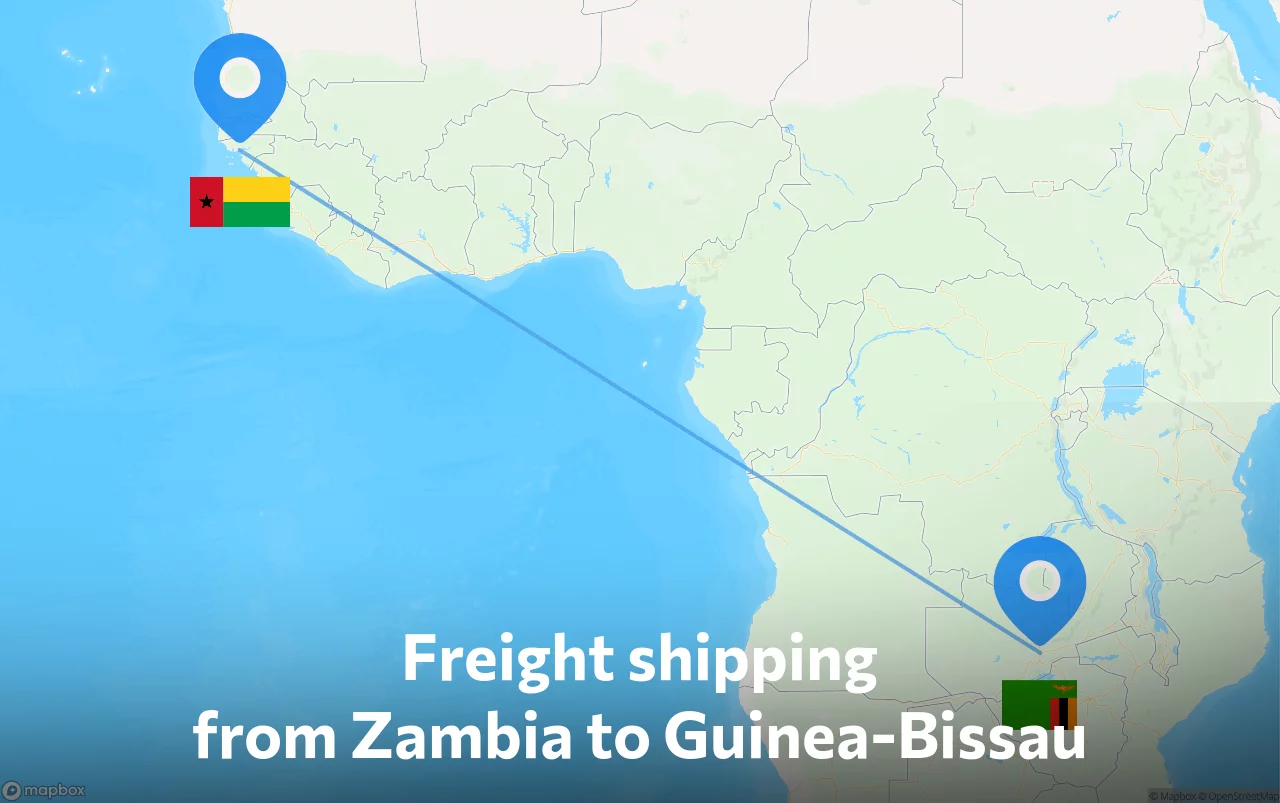 Shipping route from Zambia to Guinea-Bissau