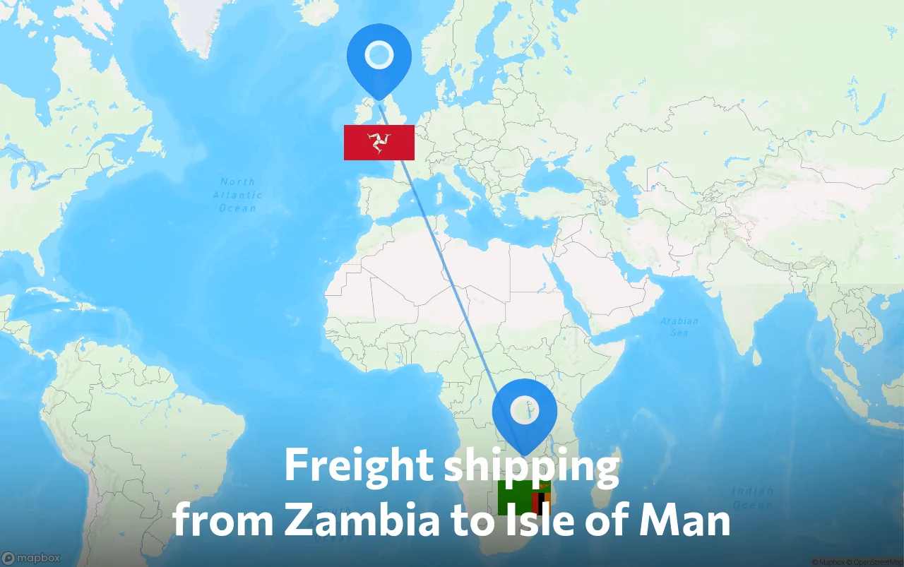 Shipping route from Zambia to Isle of Man
