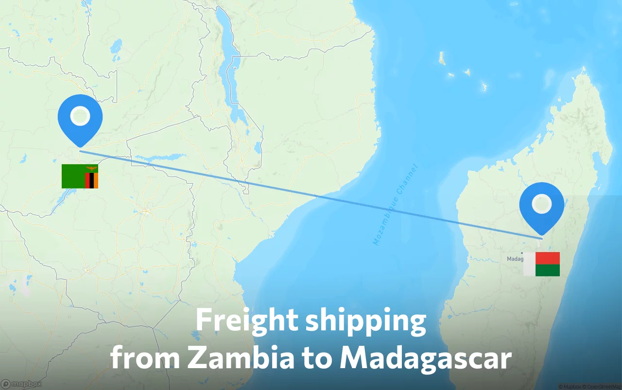 Shipping route from Zambia to Madagascar