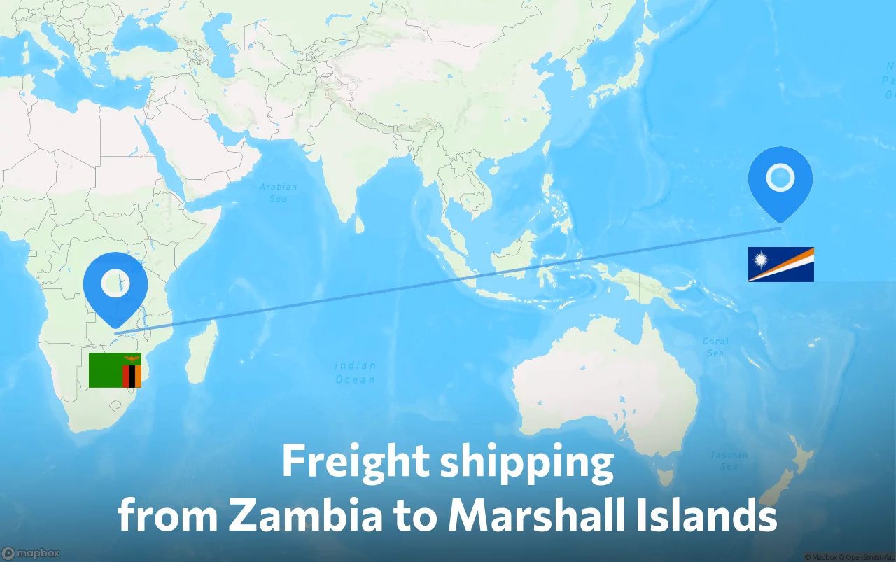 Shipping route from Zambia to Marshall Islands