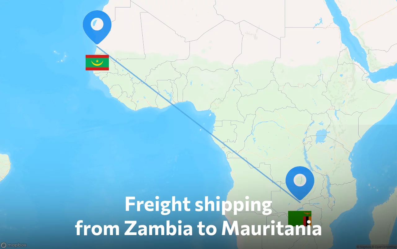 Shipping route from Zambia to Mauritania