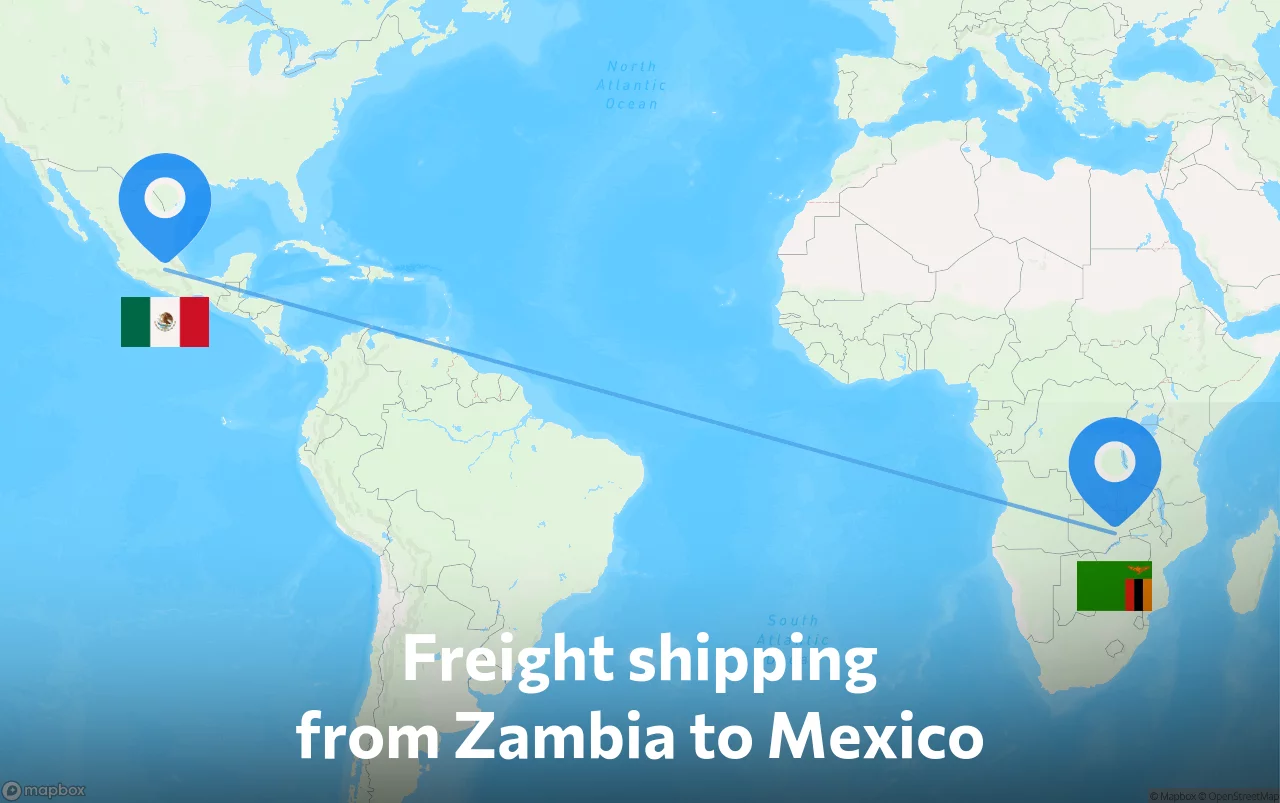 Shipping route from Zambia to Mexico