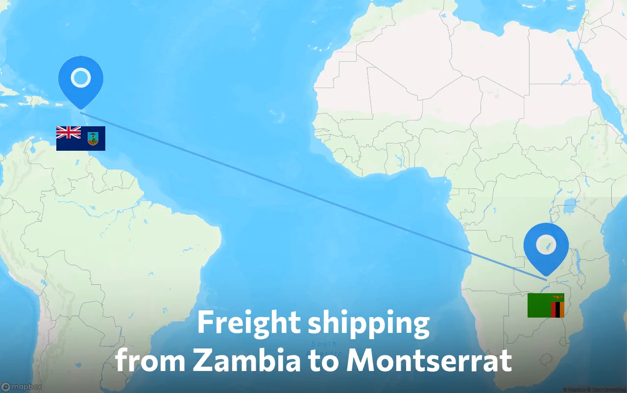 Shipping route from Zambia to Montserrat
