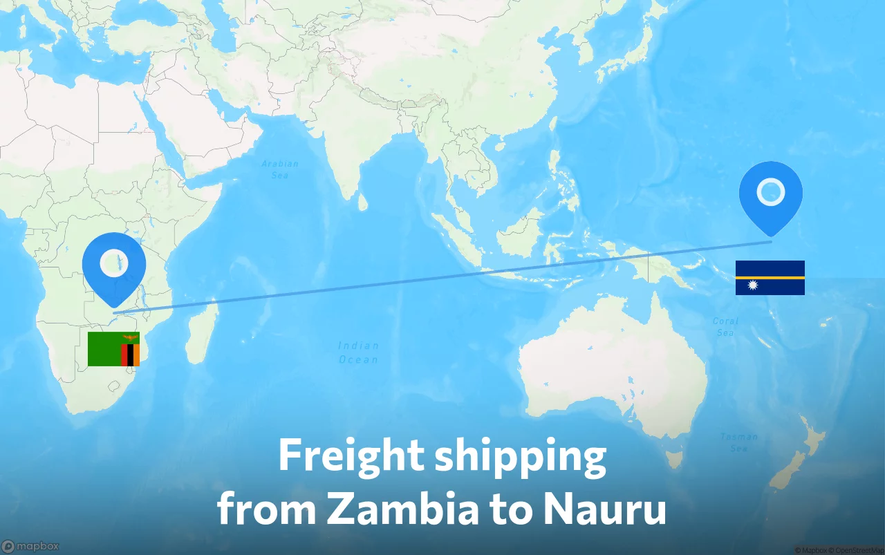 Shipping route from Zambia to Nauru