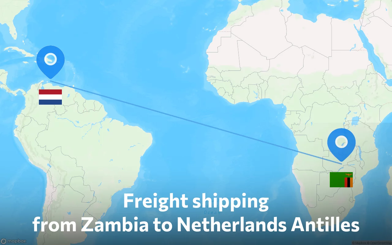 Shipping route from Zambia to Netherlands Antilles