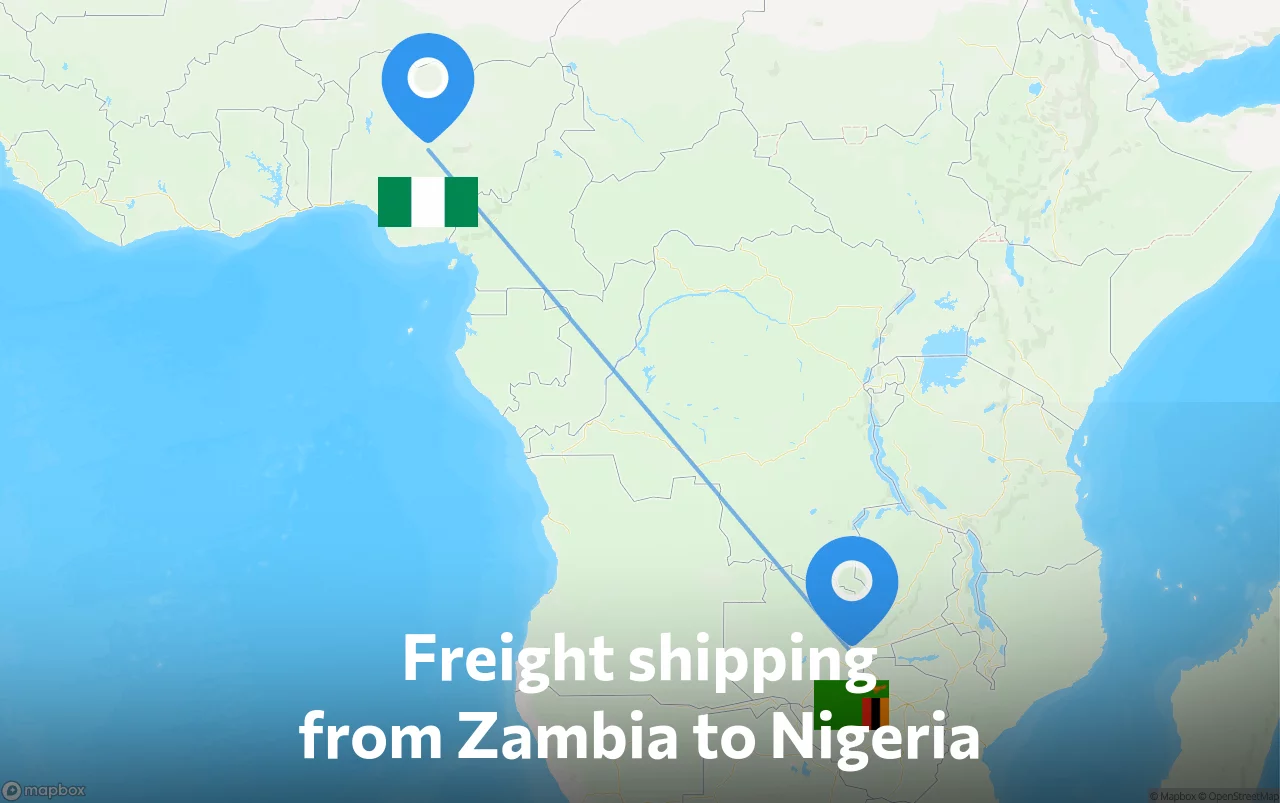 Shipping route from Zambia to Nigeria