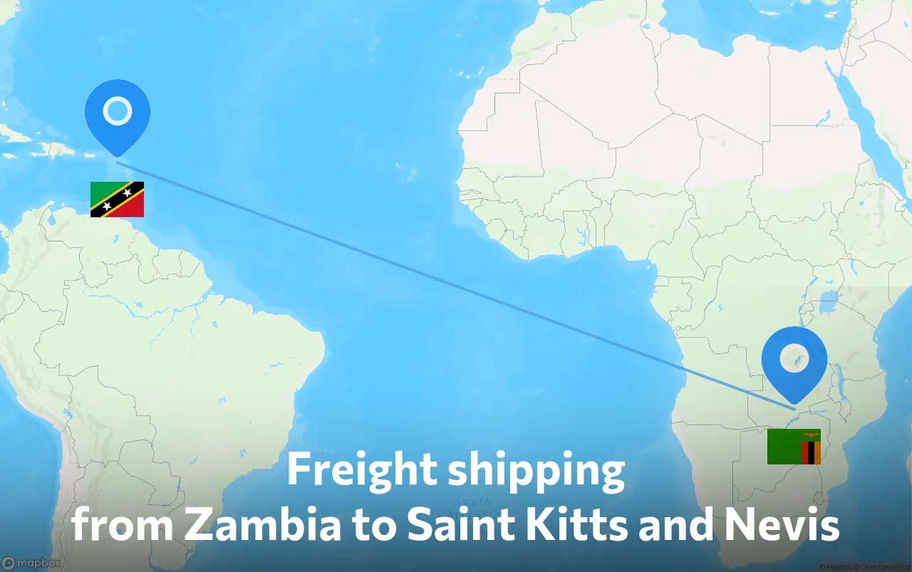 Shipping route from Zambia to Saint Kitts and Nevis