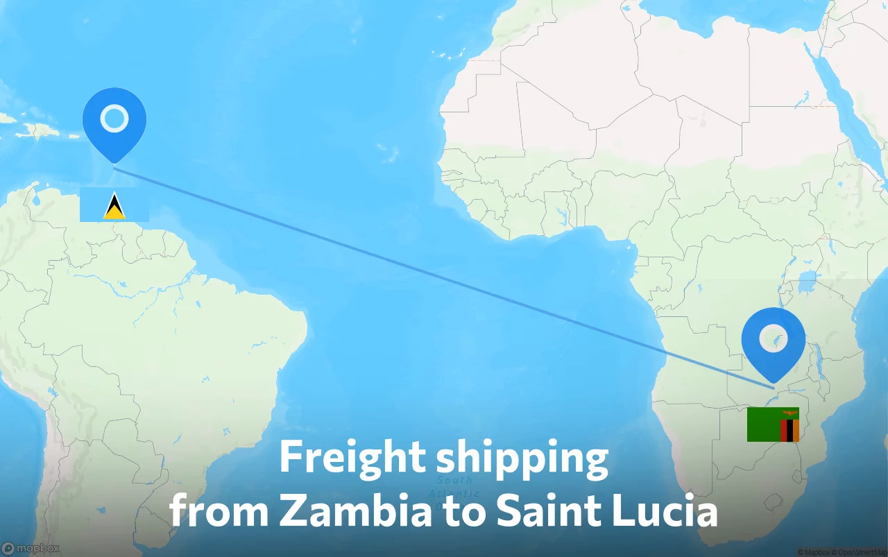 Shipping route from Zambia to Saint Lucia
