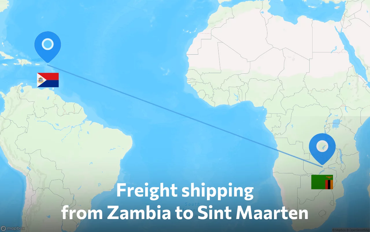 Shipping route from Zambia to Sint Maarten