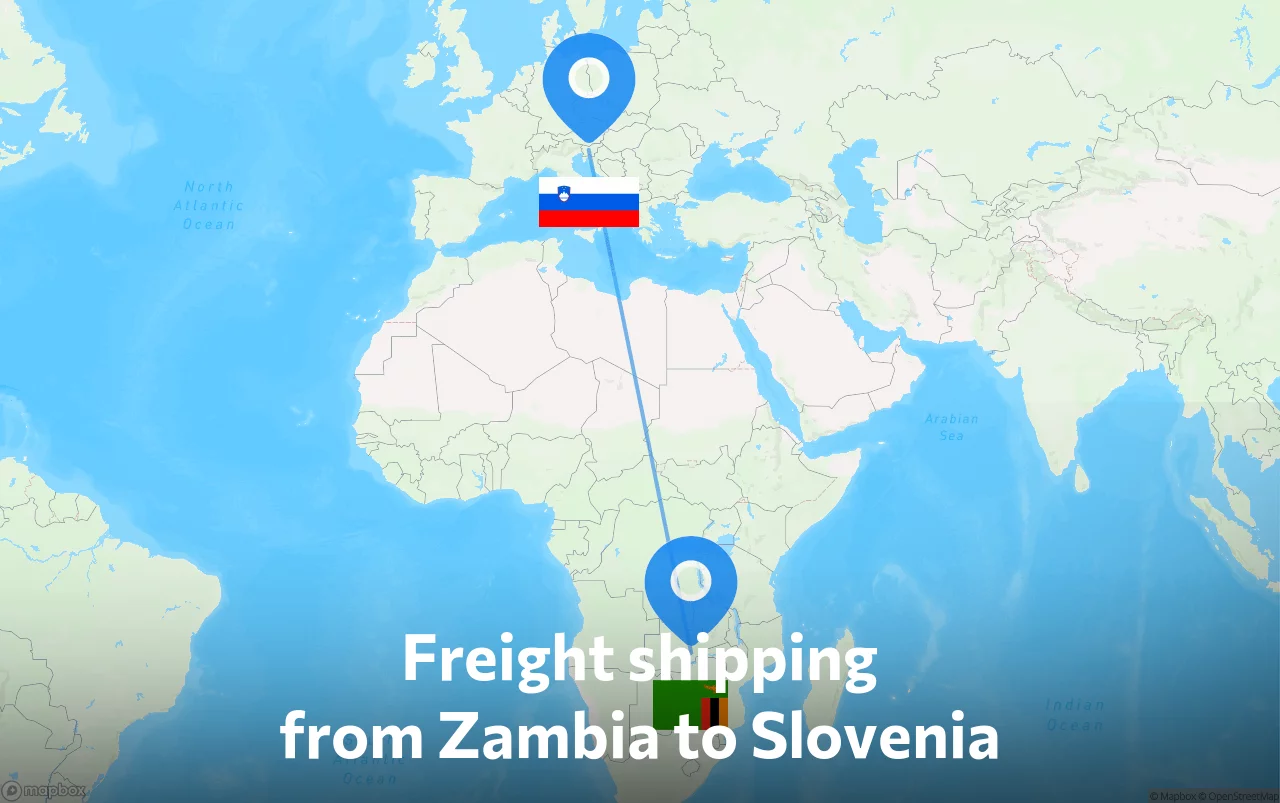 Shipping route from Zambia to Slovenia