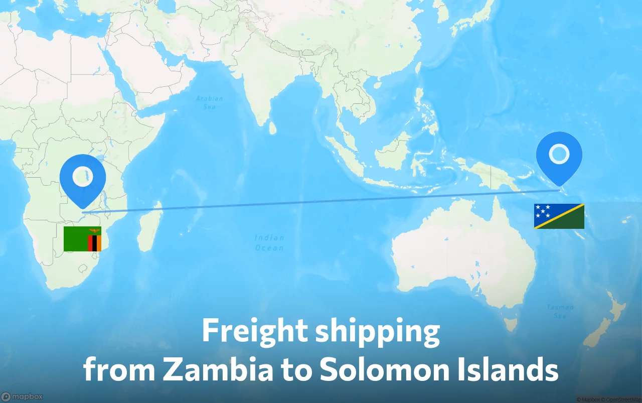Shipping route from Zambia to Solomon Islands