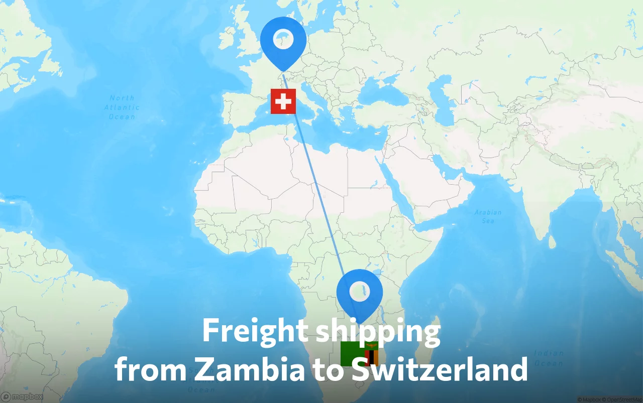 Shipping route from Zambia to Switzerland