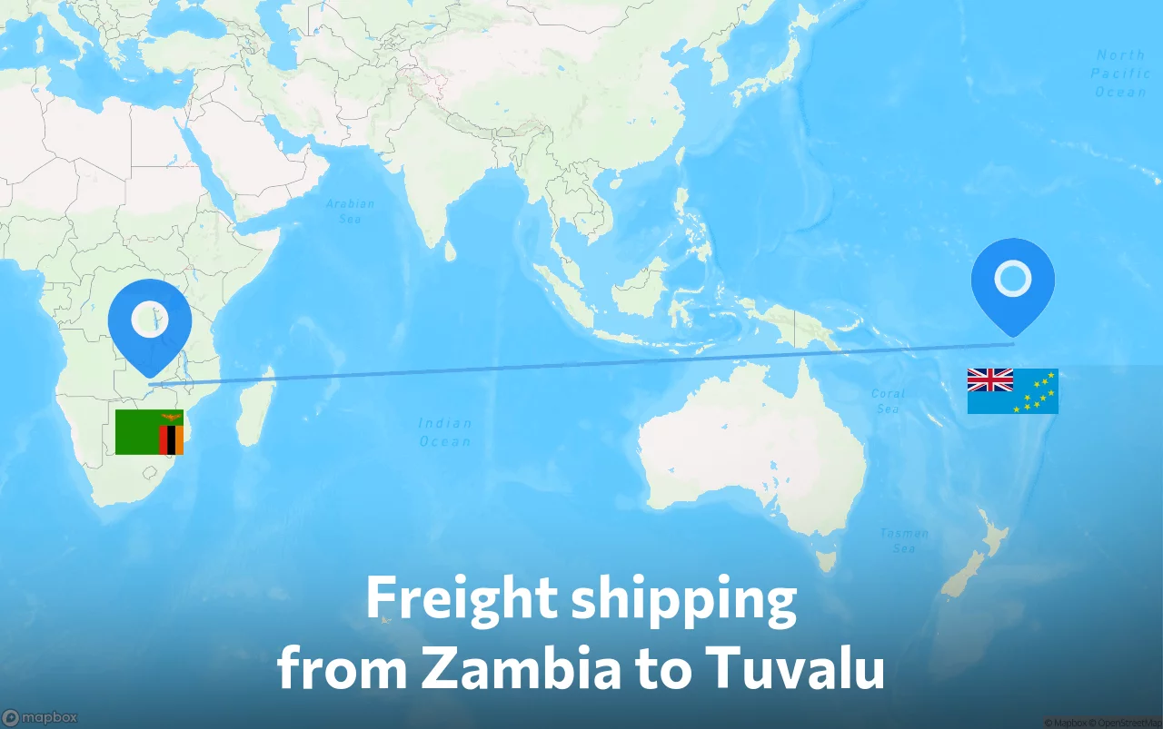 Shipping route from Zambia to Tuvalu