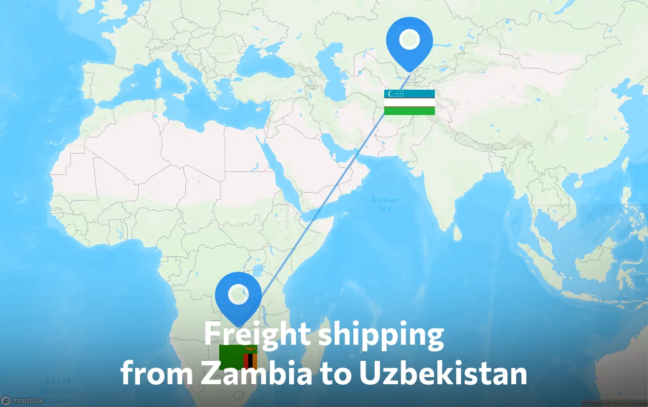 Shipping route from Zambia to Uzbekistan