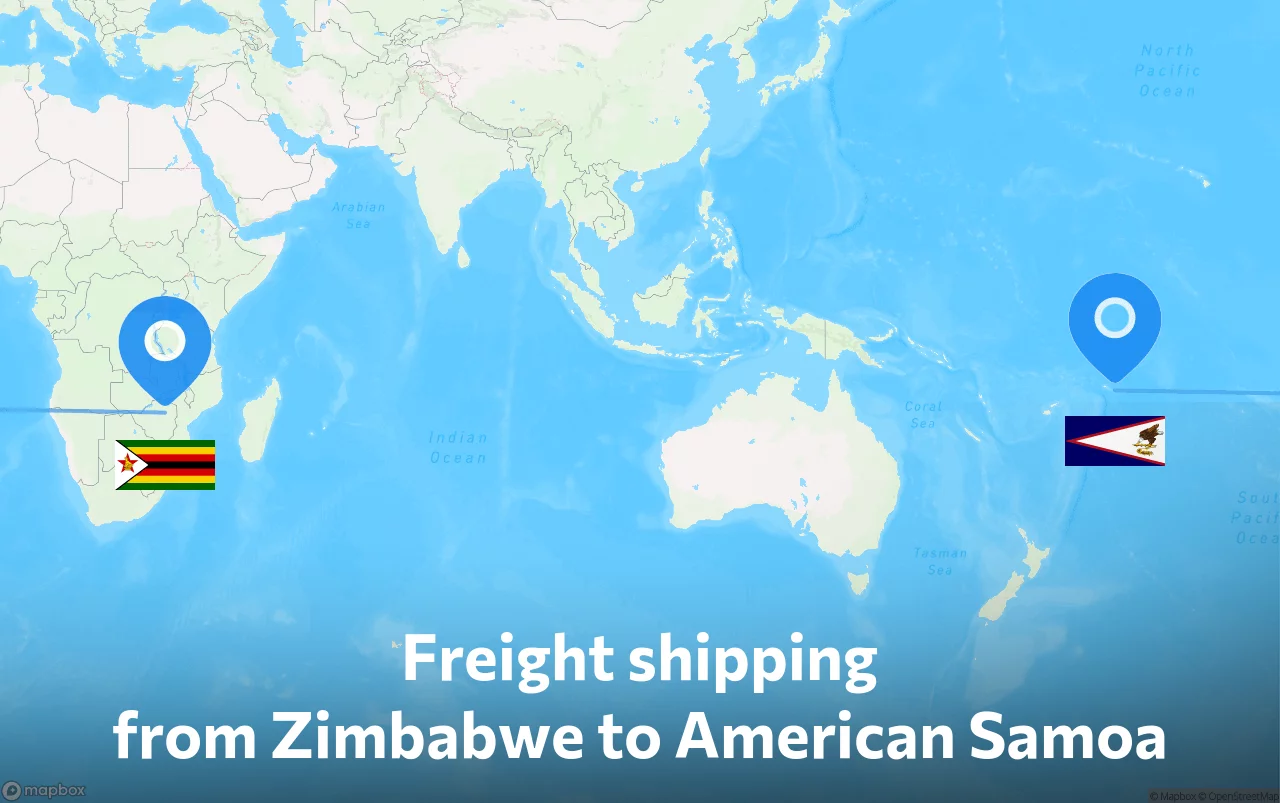 Shipping route from Zimbabwe to American Samoa