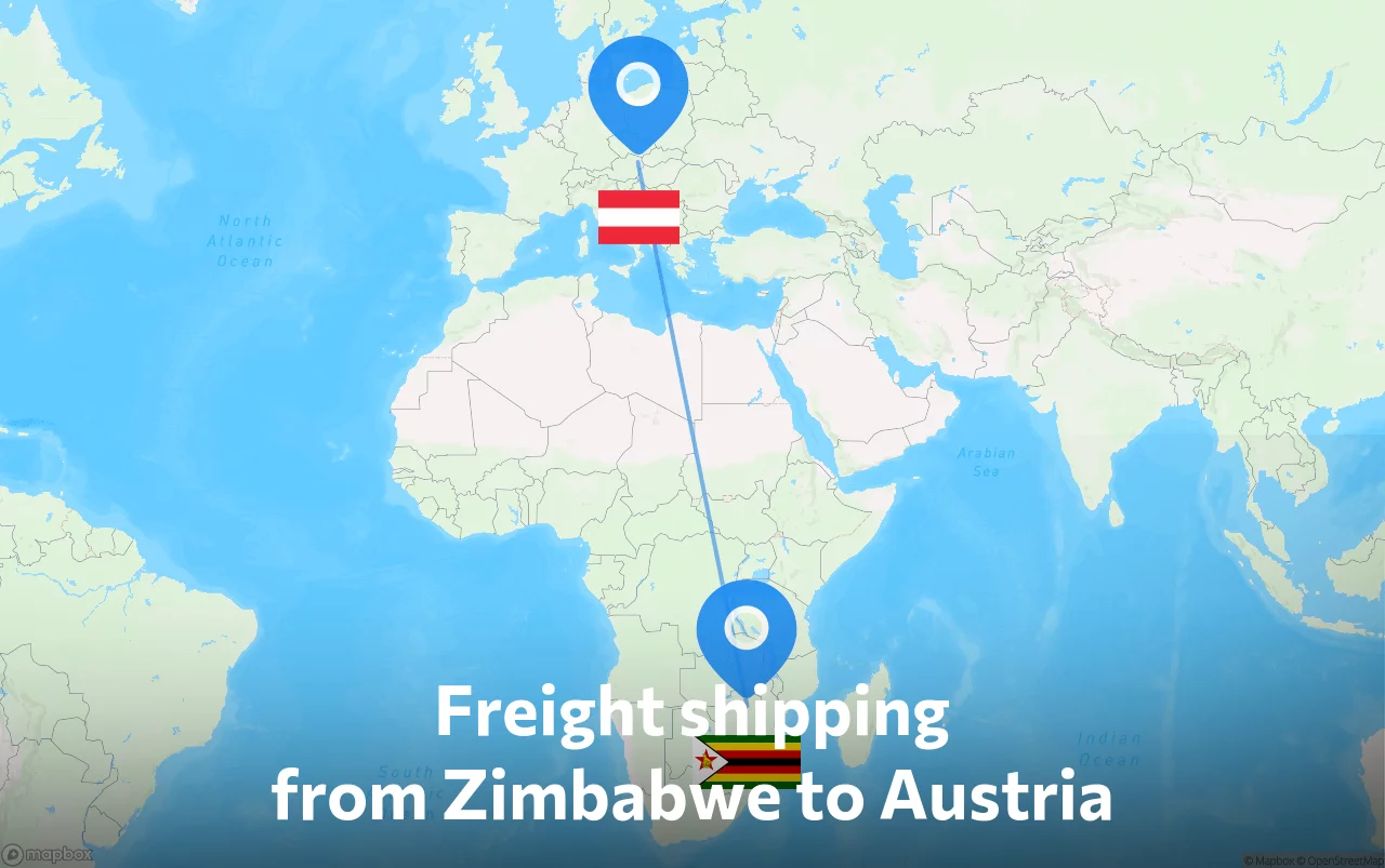 Shipping route from Zimbabwe to Austria