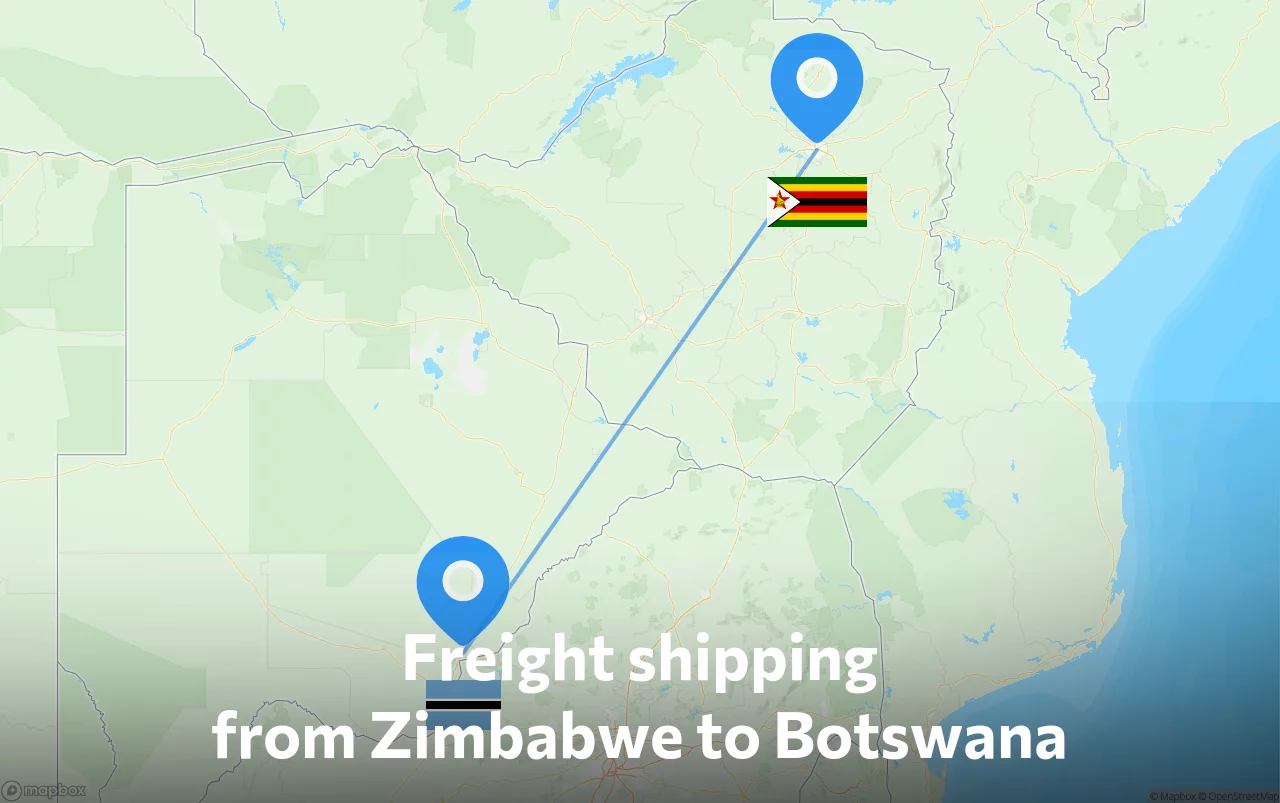 Shipping route from Zimbabwe to Botswana