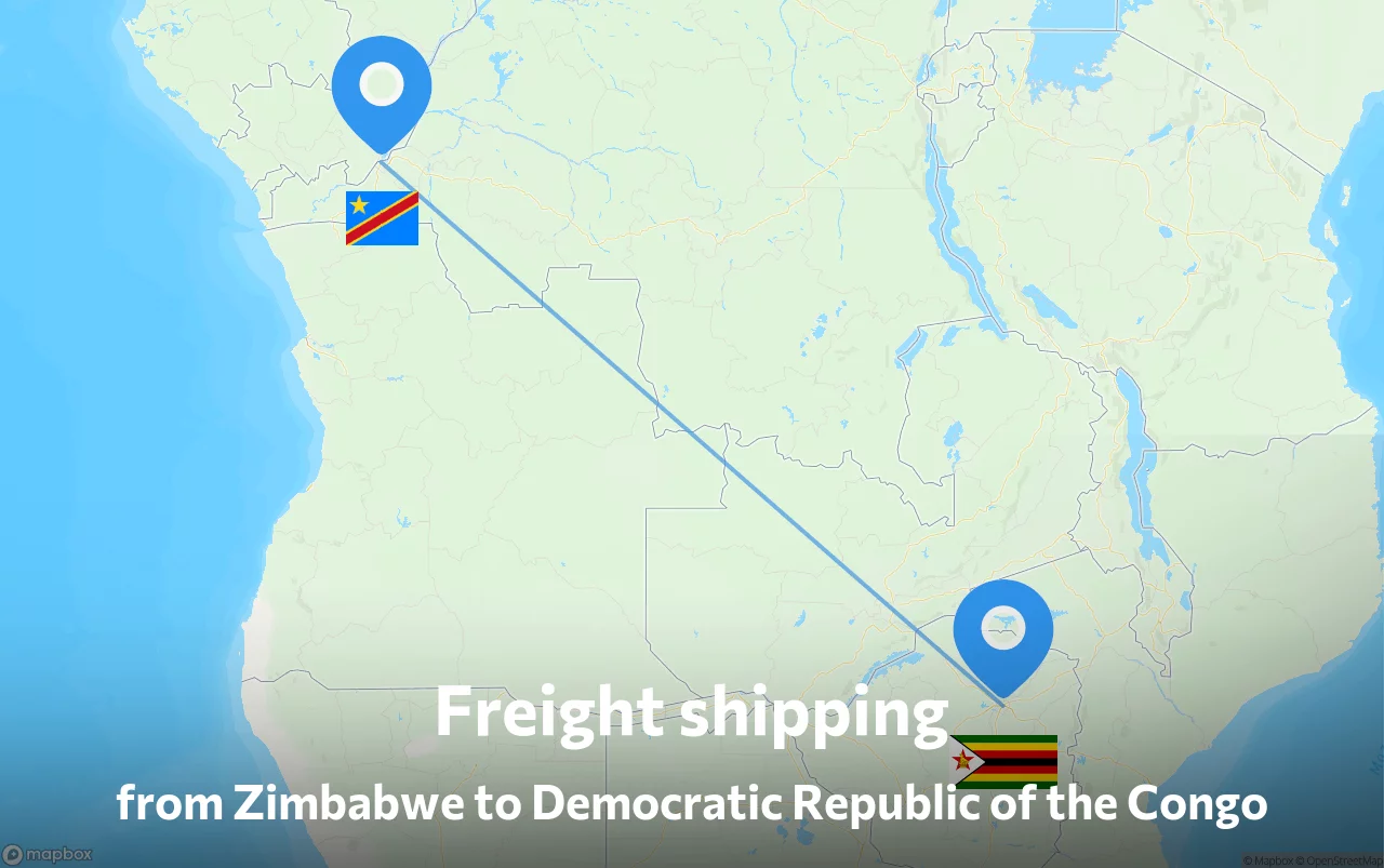 Shipping route from Zimbabwe to Democratic Republic of the Congo