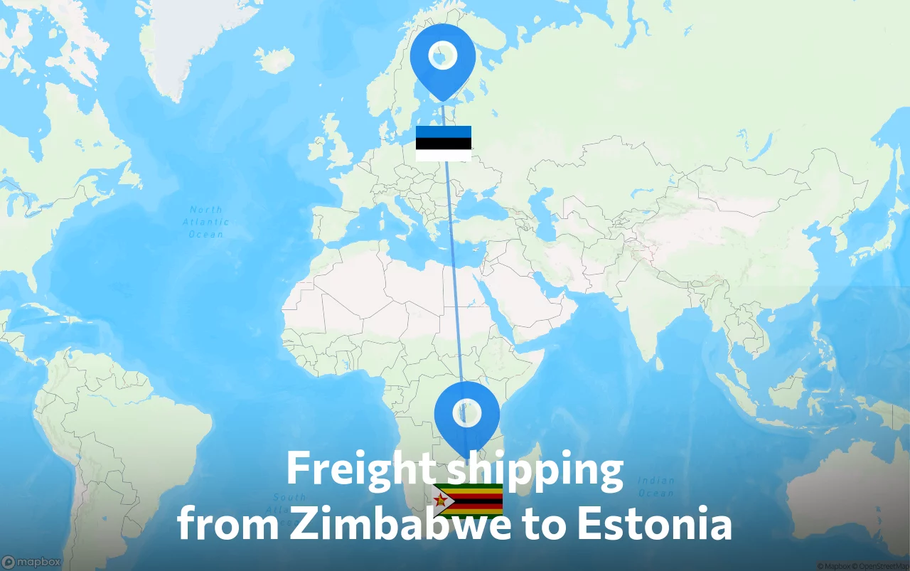 Shipping route from Zimbabwe to Estonia