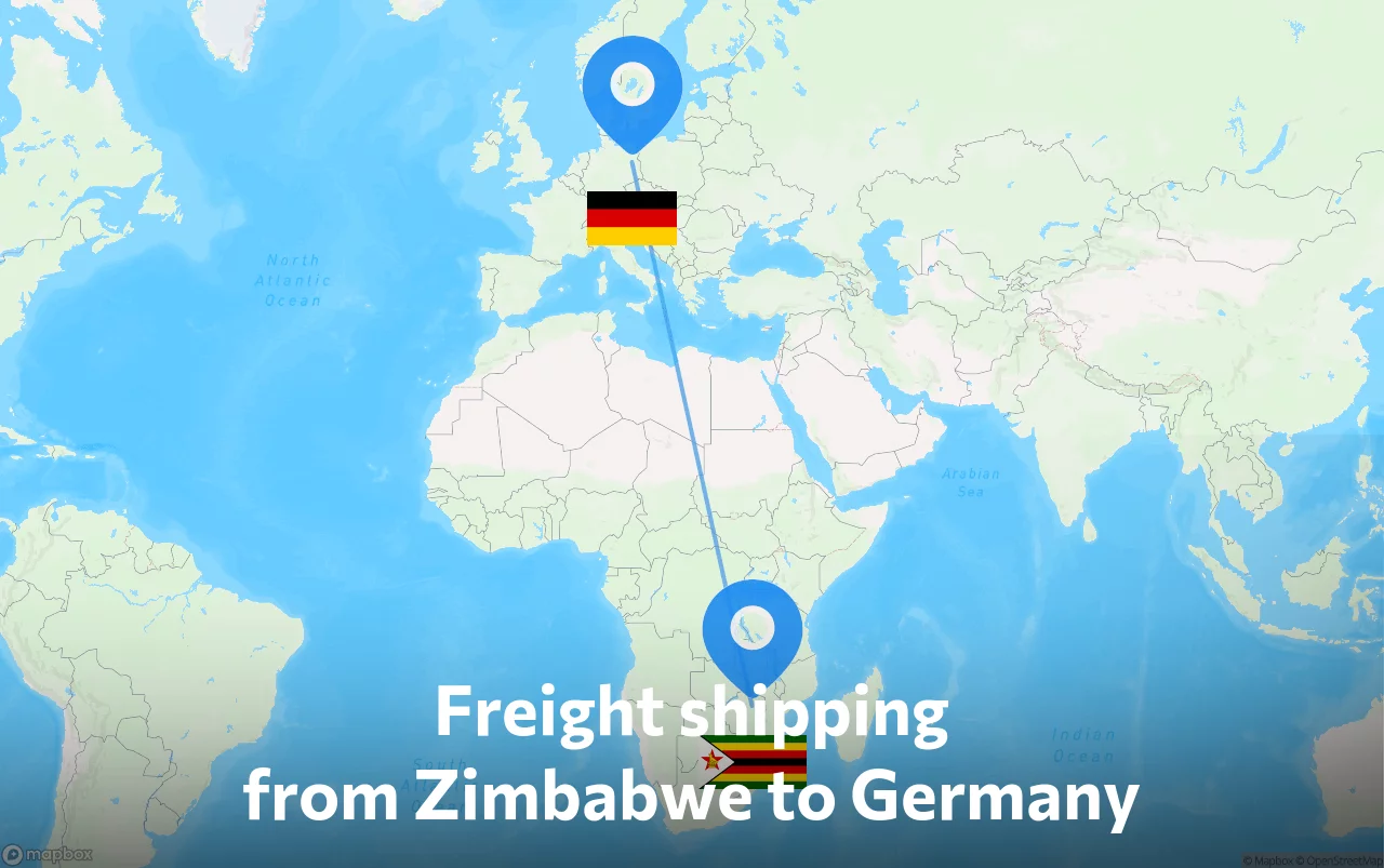 Shipping route from Zimbabwe to Germany
