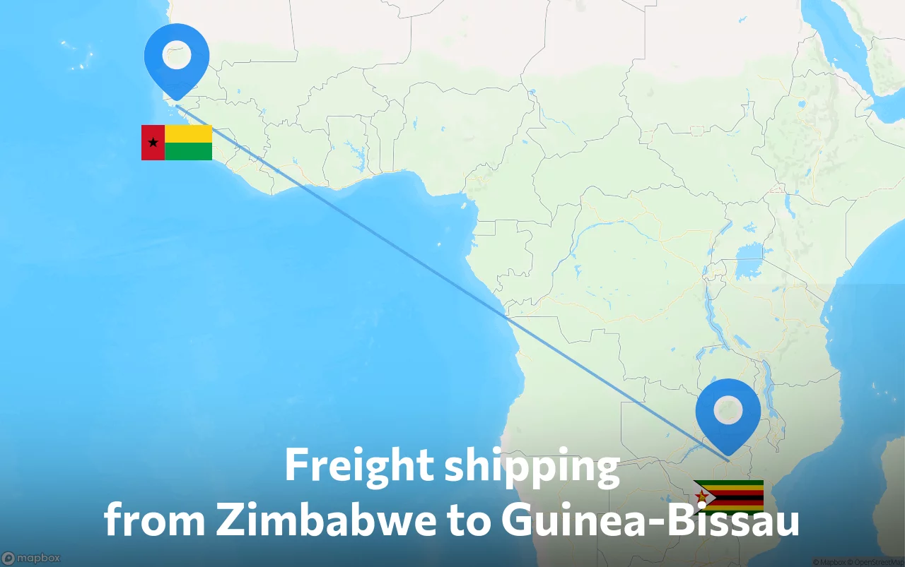 Shipping route from Zimbabwe to Guinea-Bissau