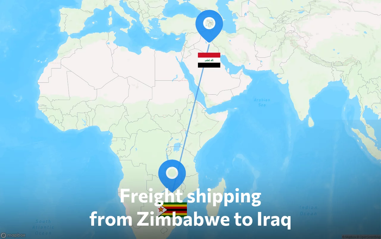 Shipping route from Zimbabwe to Iraq