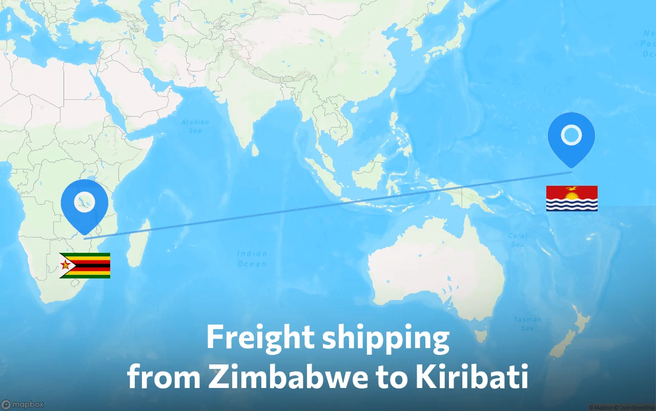 Shipping route from Zimbabwe to Kiribati