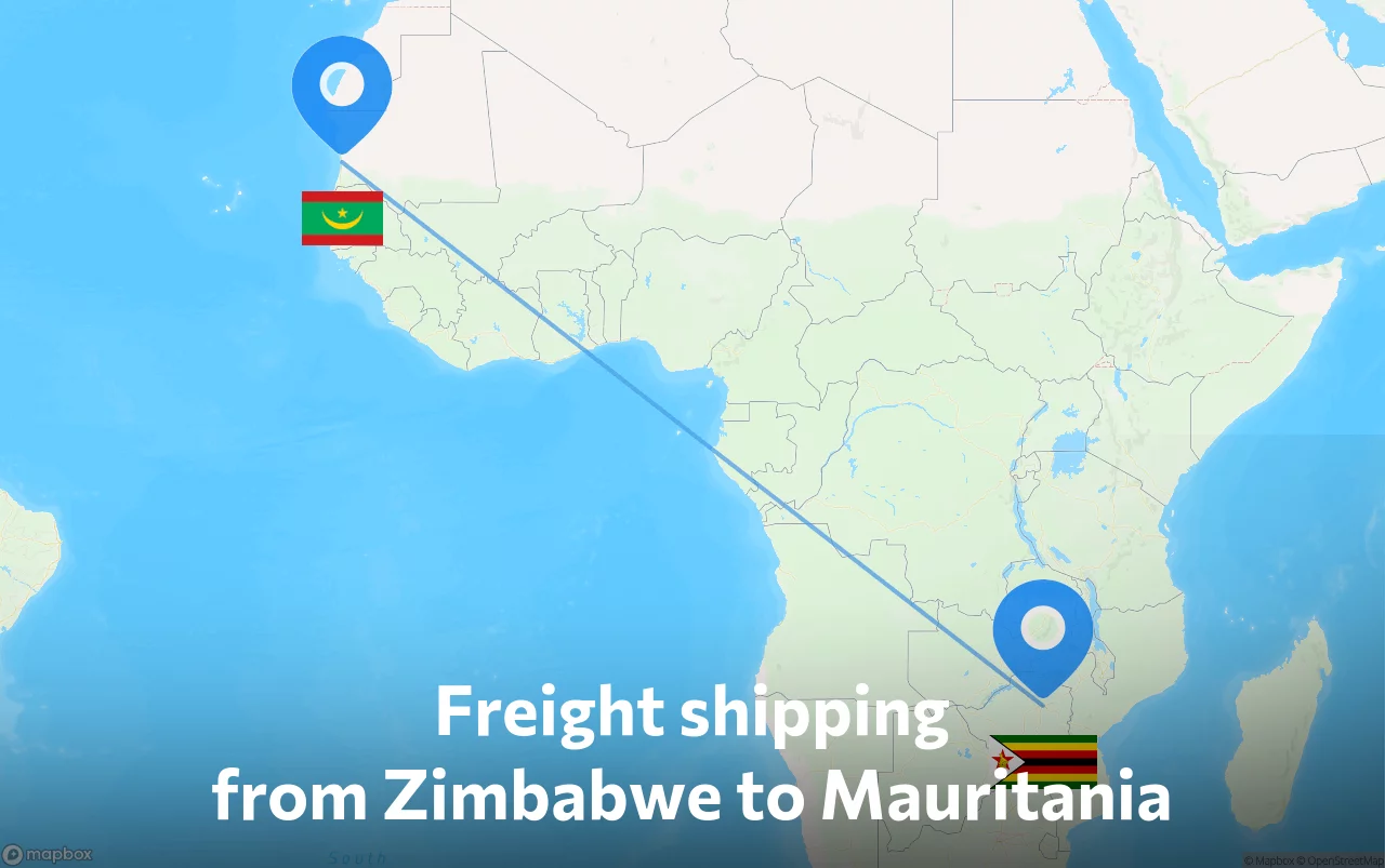 Shipping route from Zimbabwe to Mauritania
