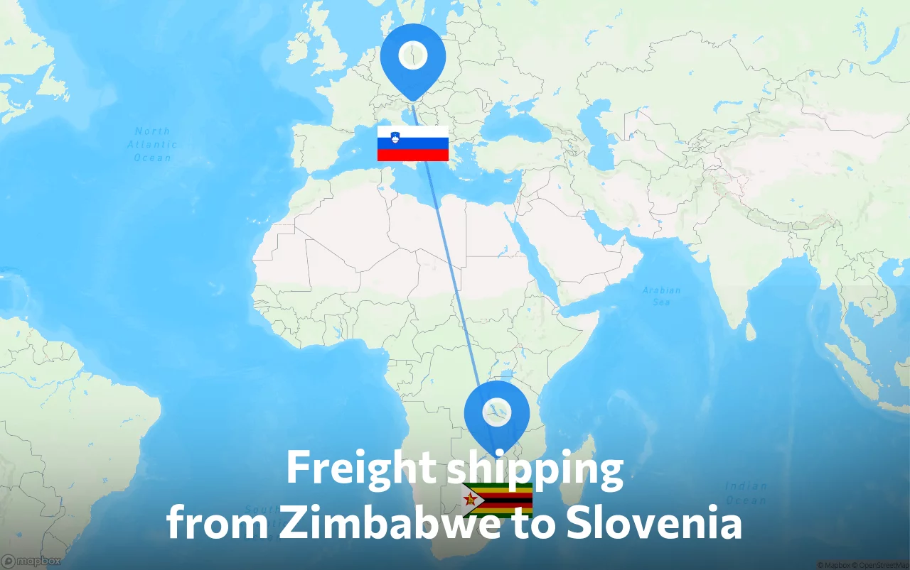 Shipping route from Zimbabwe to Slovenia